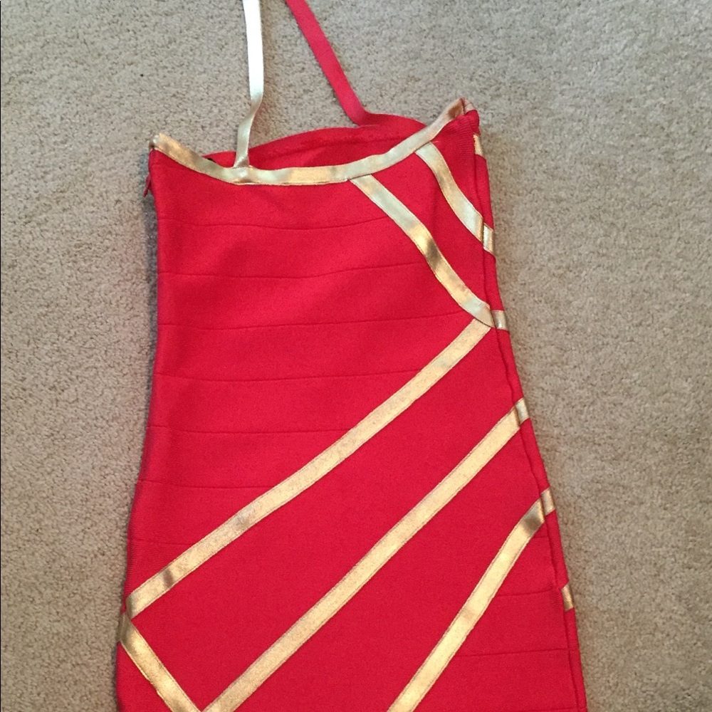 Bebe Red/Gold Dress